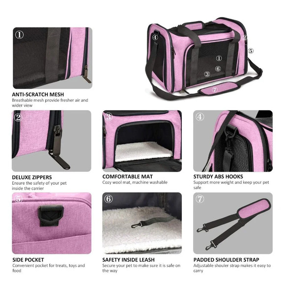 Pet Carrier for Small Medium Cats Dogs Puppies up to 15 Lbs, TSA Airline Approve - Picture 2 of 7